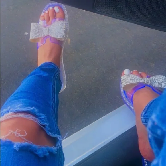 Clear jelly Embellished‎ bow slide sandals - Picture 4 of 4